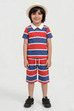 Kids Casual Stripe Twin Set Red & White
