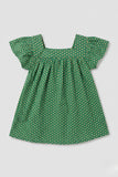 Girls Printed Frock Green