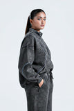 Women Studio Wash Trouser & Hoodie Charcoal Co Ords Set