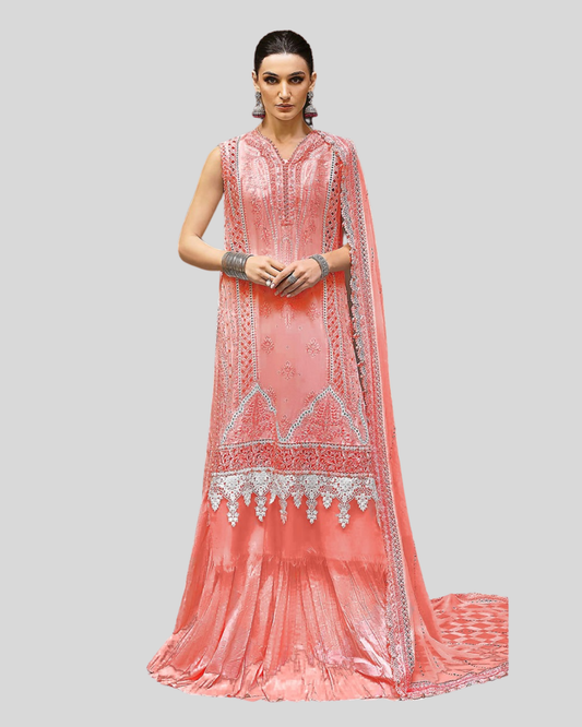 Luxury Embroidered Lawn Suit – ZE-735 Pink