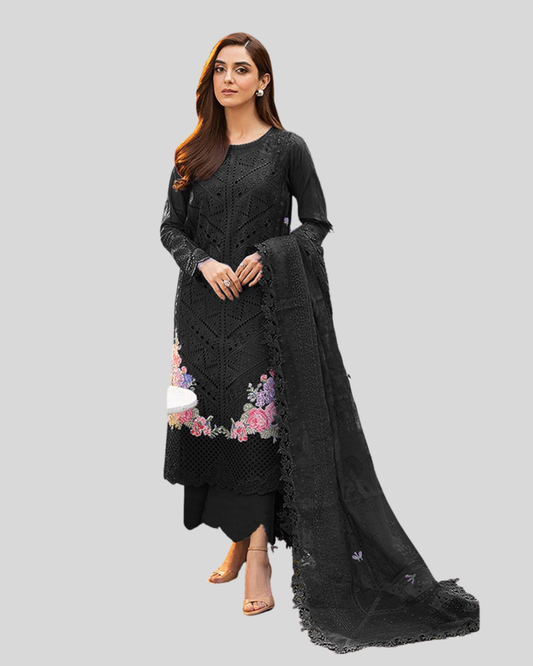 Luxury Embroidered Lawn Suit – ZE-750 BLK