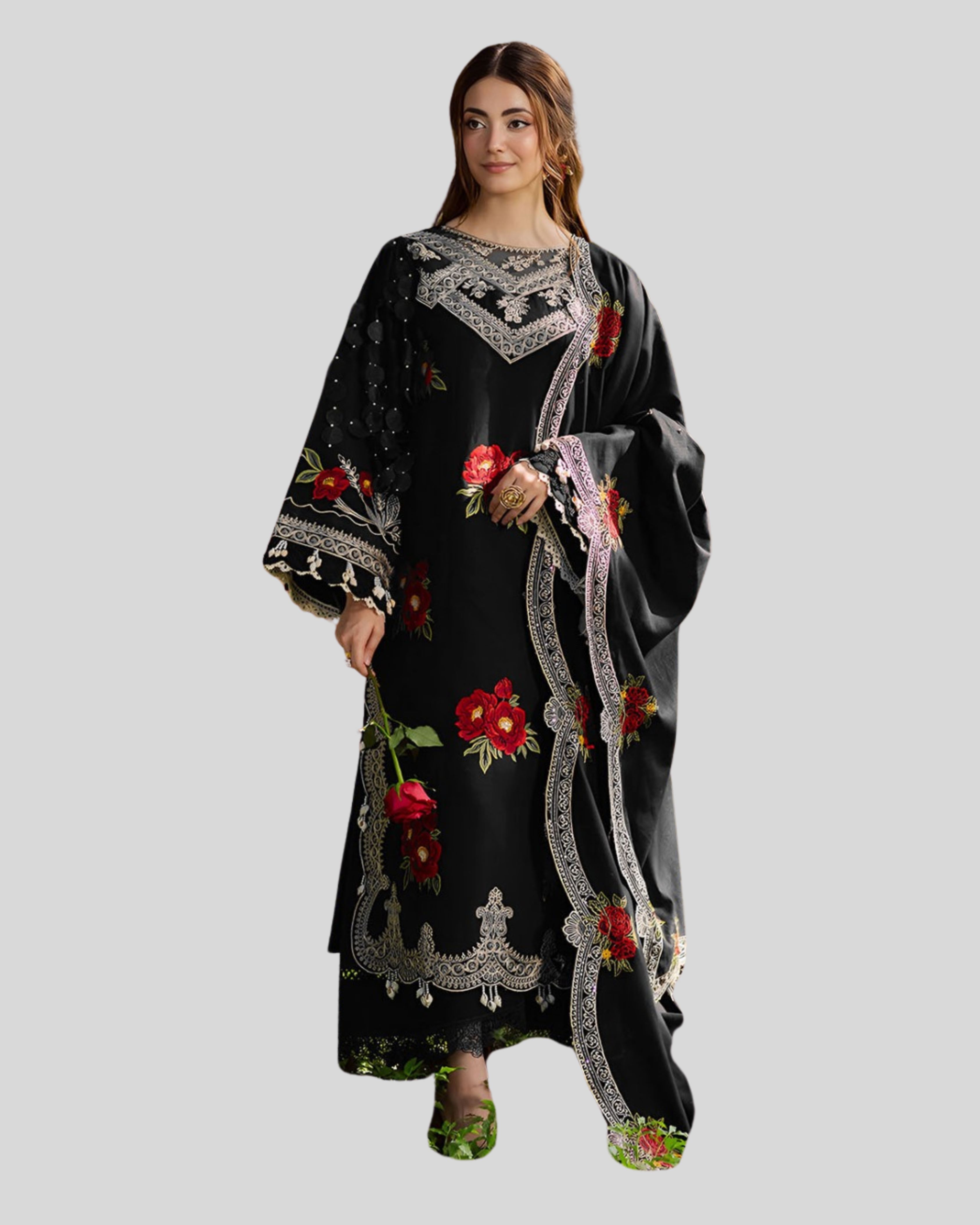 Luxury Embroidered Lawn Suit – ZE-759 BLK