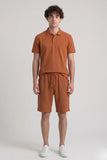 Jacquard Polo & Short Brown  Co-Ords Set