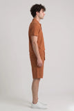 Jacquard Polo & Short Brown  Co-Ords Set